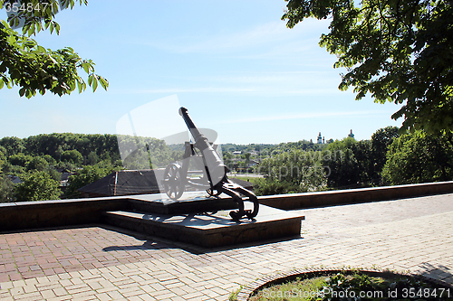 Image of old cannon in the park of Chernihiv