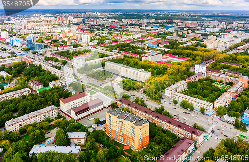 Image of Aerial view on residential district and hotel city