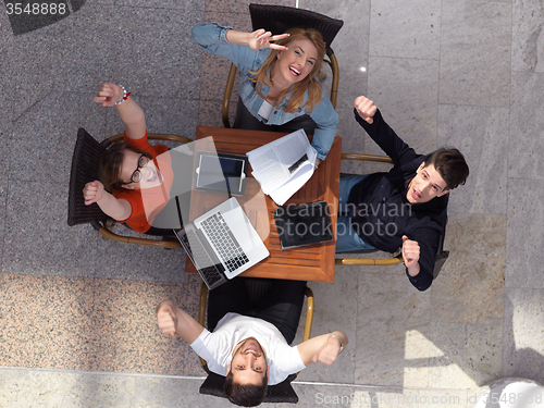 Image of students group working on school  project  together