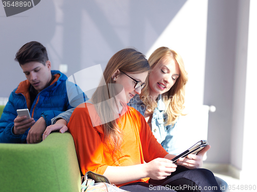 Image of students group working on school  project  together
