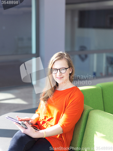 Image of student girl with tablet computer