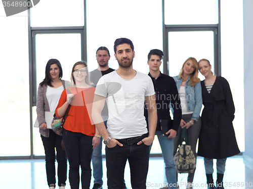 Image of students group standing together as team
