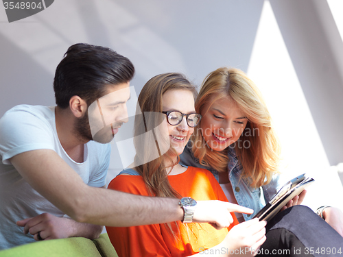 Image of students group working on school  project  together