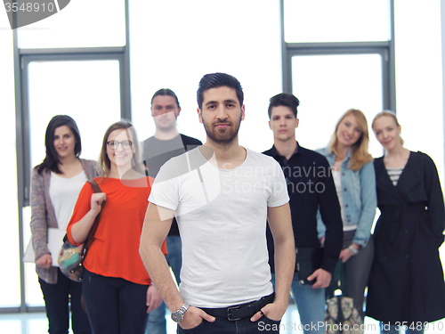 Image of students group standing together as team
