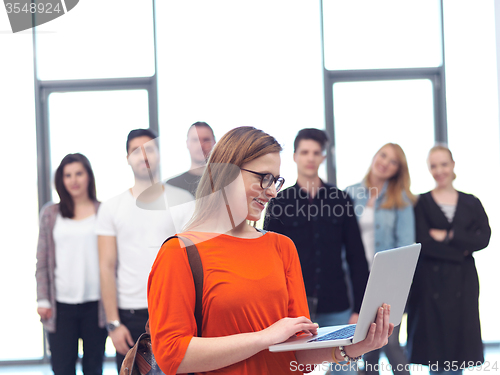 Image of students group standing together as team