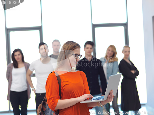 Image of students group standing together as team