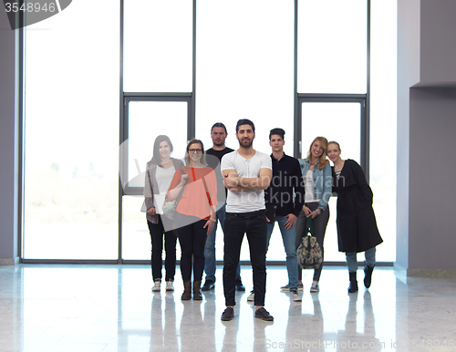 Image of students group standing together as team