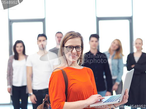 Image of students group standing together as team