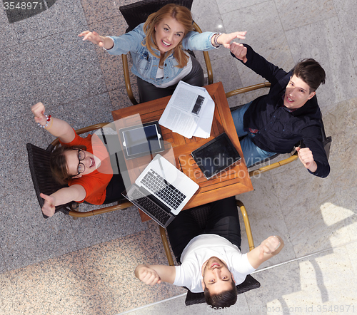 Image of students group working on school  project  together