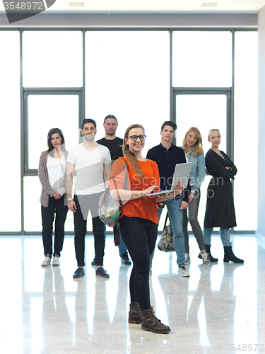 Image of students group standing together as team