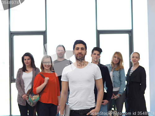 Image of students group standing together as team