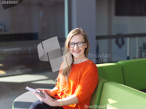 Image of student girl with tablet computer