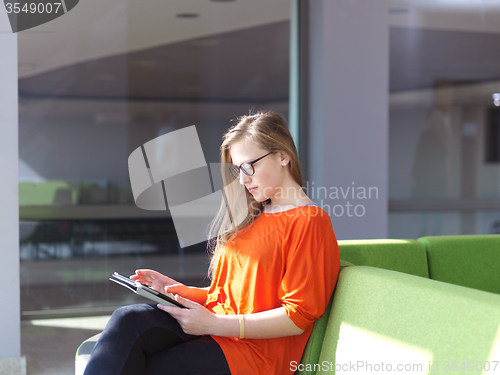 Image of student girl with tablet computer