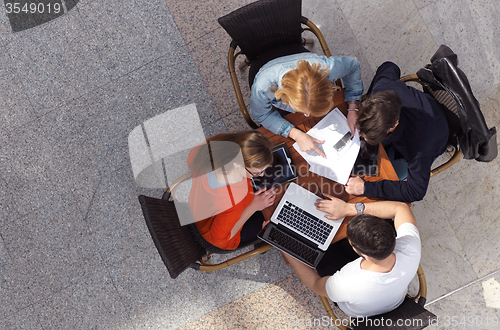 Image of students group working on school  project  together