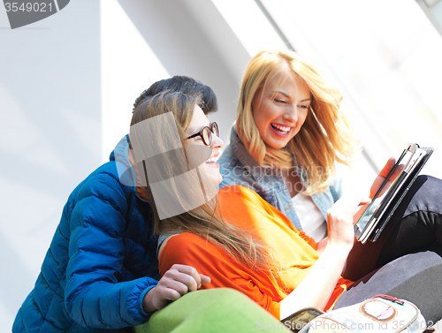 Image of students group working on school  project  together