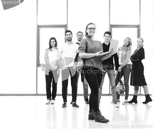 Image of students group standing together as team