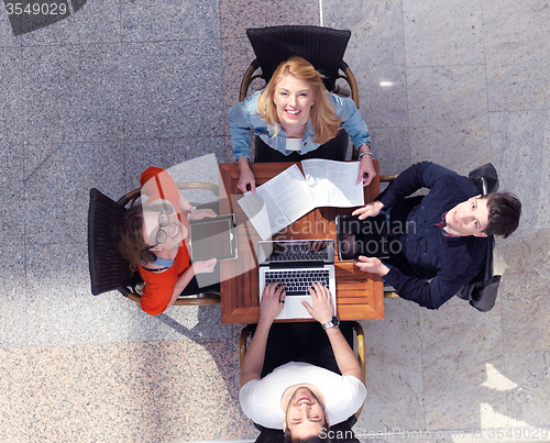 Image of students group working on school  project  together