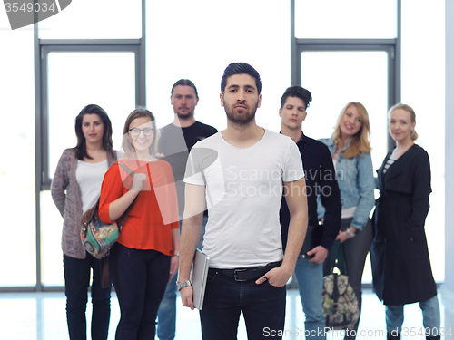 Image of students group standing together as team