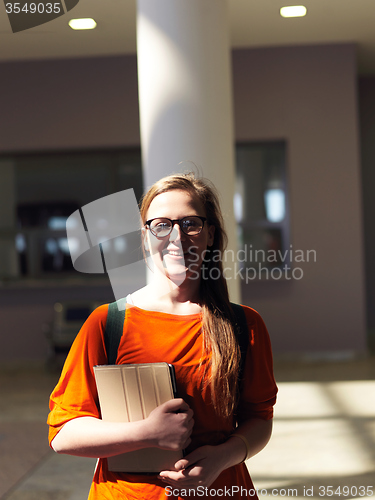 Image of student girl with tablet computer