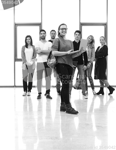 Image of students group standing together as team