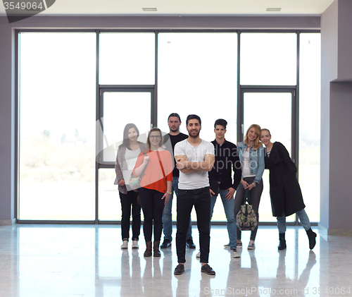Image of students group standing together as team