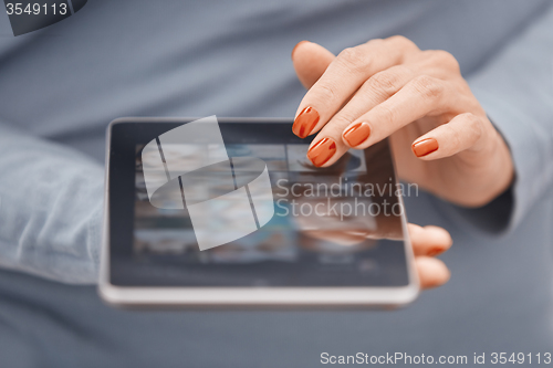 Image of Woman with tablet computer