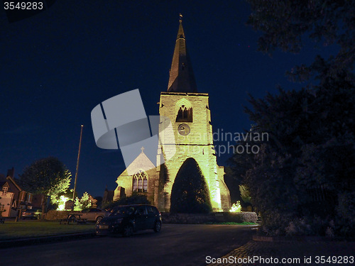 Image of St Mary Magdalene church in Tanworth in Arden at night