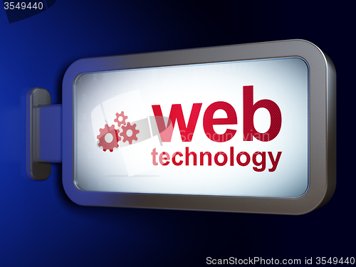 Image of Web design concept: Web Technology and Gears on billboard background
