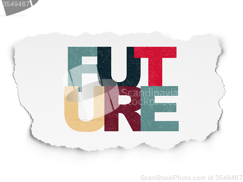 Image of Timeline concept: Future on Torn Paper background