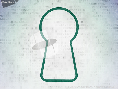 Image of Protection concept: Keyhole on Digital Paper background