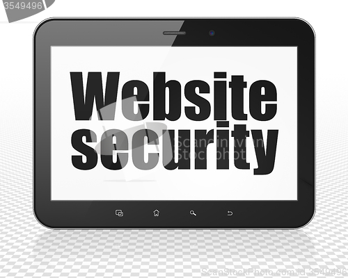 Image of Safety concept: Tablet Pc Computer with Website Security on display