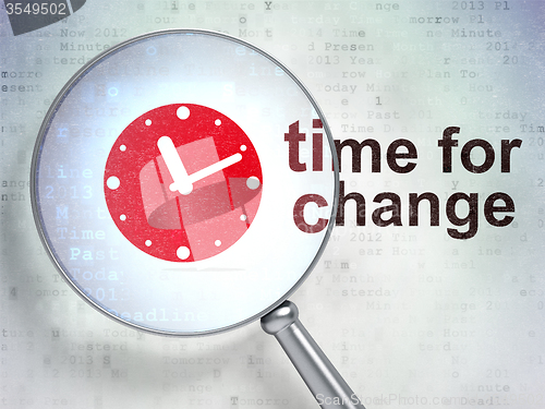 Image of Time concept: Clock and Time for Change with optical glass