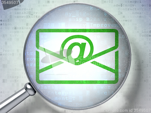 Image of Business concept: Email with optical glass on digital background