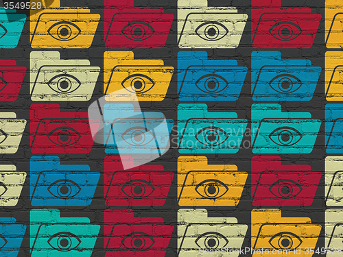 Image of Finance concept: Folder With Eye icons on wall background