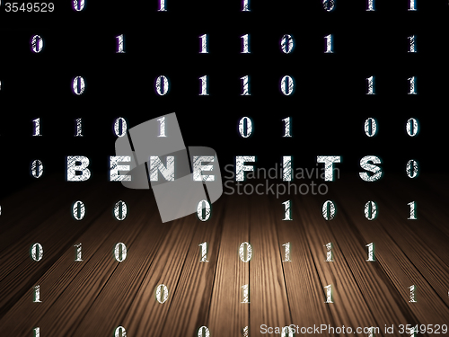 Image of Business concept: Benefits in grunge dark room