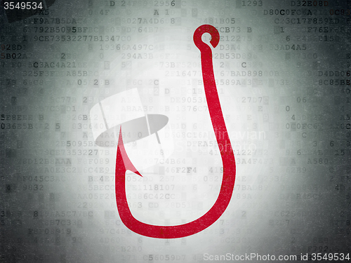 Image of Security concept: Fishing Hook on Digital Paper background