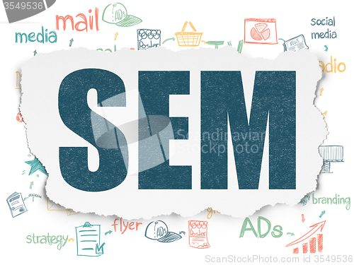 Image of Marketing concept: SEM on Torn Paper background