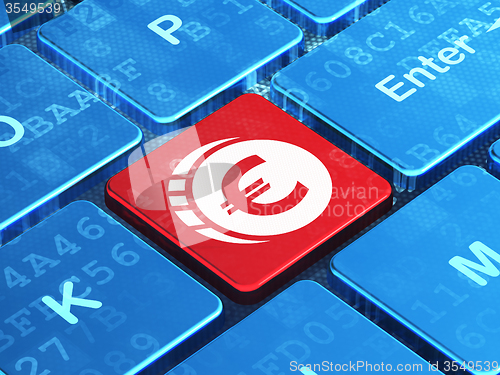 Image of Banking concept: Euro Coin on computer keyboard background