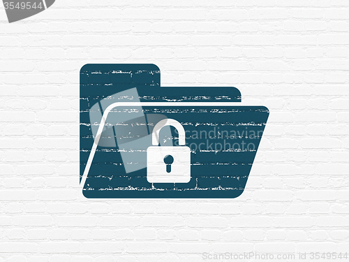 Image of Business concept: Folder With Lock on wall background