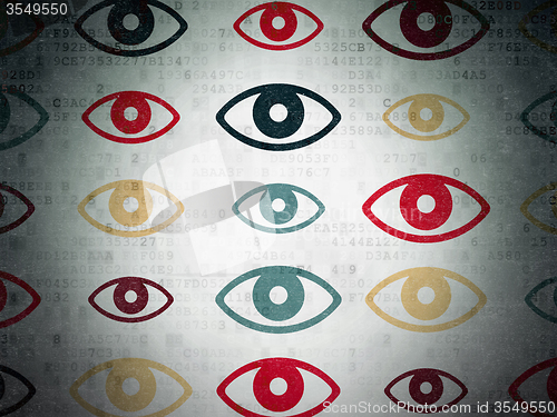 Image of Safety concept: Eye icons on Digital Paper background