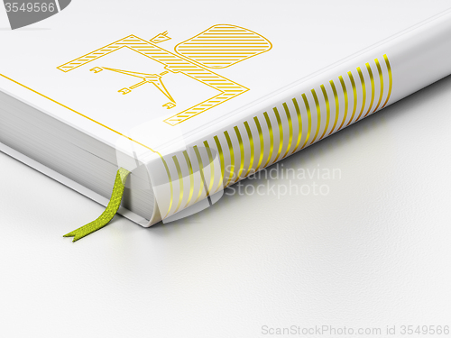 Image of Finance concept: closed book, Office on white background