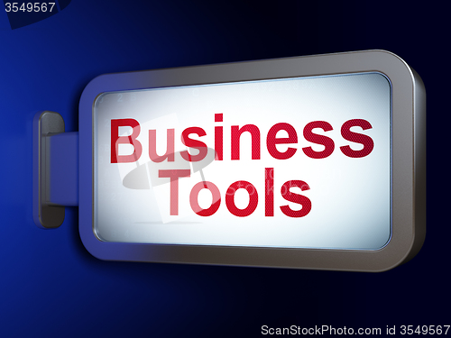 Image of Finance concept: Business Tools on billboard background