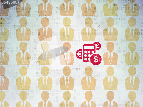 Image of Finance concept: calculator icon on Digital Paper background