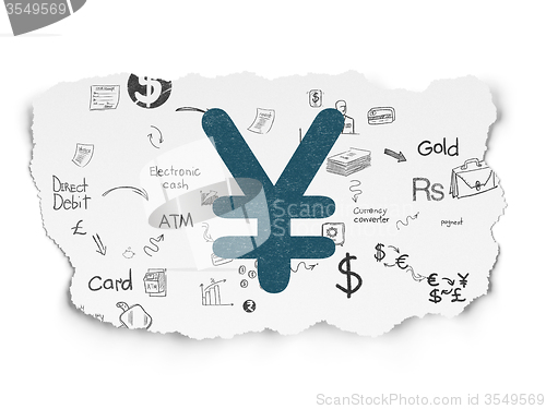 Image of Banking concept: Yen on Torn Paper background