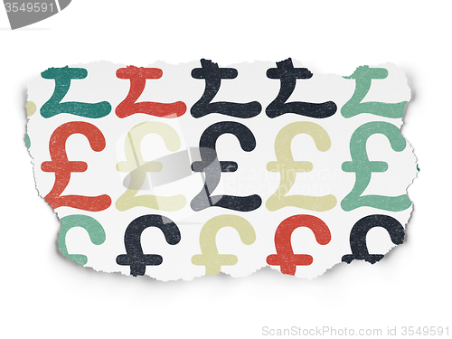 Image of Currency concept: Pound icons on Torn Paper background