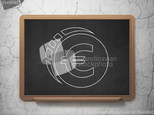 Image of Money concept: Euro Coin on chalkboard background