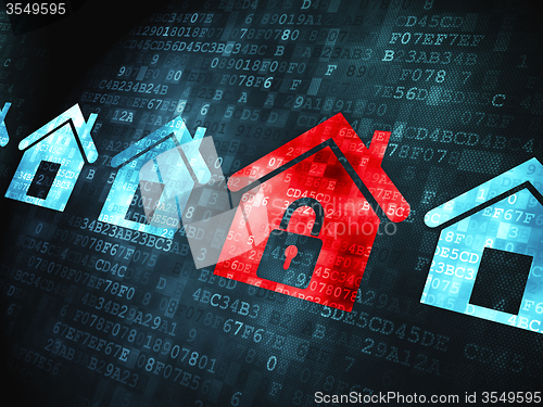 Image of Privacy concept: Home on digital background