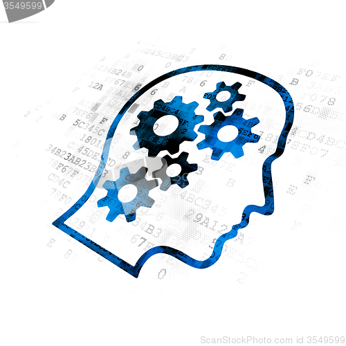 Image of Finance concept: Head With Gears on Digital background