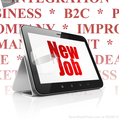 Image of Business concept: Tablet Computer with New Job on display