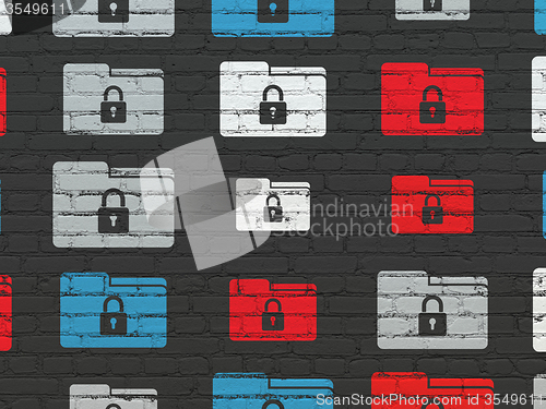 Image of Business concept: Folder With Lock icons on wall background